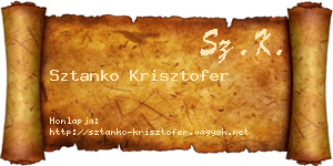 Sztanko Krisztofer névjegykártya